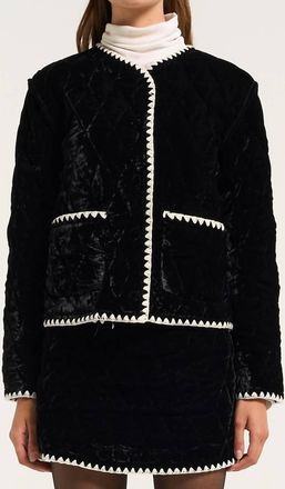 Moon River Velvet Quilted Jacket In Black