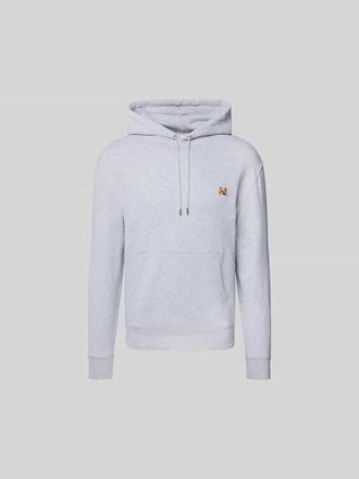 Maison Kitsun&eacute; Hoodie mit Label-Stitching in Hellgrau Melange, Gr&ouml;&szlig;e XXL