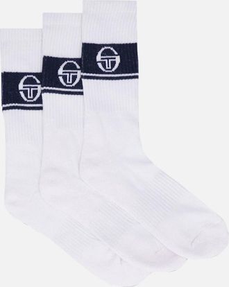 Sergio Tacchini Mens Sergio Tacchini Koos 3 Pack Sport Crew Socks White/Navy - Size: 16/14.5/8/15/8.5/15.5/9/13/13.5/14/6.5/7/7.5/11.5/5/12/5.5/12.5/6/3.5/3/10.5/4/1
