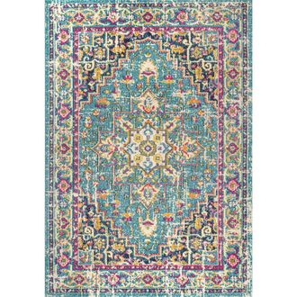 Jonathan Y Designs Brooklyn Geometric Medallion Area Rug in Blue/multi at Nordstrom, Size 2Ft 0In X 8Ft 0In