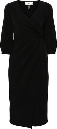 Nissa wrap-design crepe midi dress - women - Polyester/Spandex/Elastane - 42 - Black