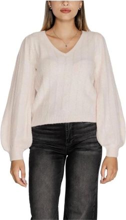 Guess Truien & Vesten, Dames, Roze, L, Wol, Roze Ballonmouw Gebreide Trui