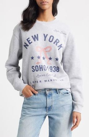Vinyl Icons New York Bow Graphic Sweatshirt in Heather Grey at Nordstrom Rack, Size X-Small