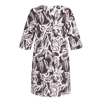Cartoon Kleedjes, Dames, Veelkleurig, S, Linnen, Shirt Dress