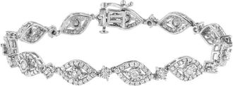 House of Brilliance Silver 2 1/2 Cttw Diamond Pear Shaped and Bezel Link Bracelet in White at Nordstrom