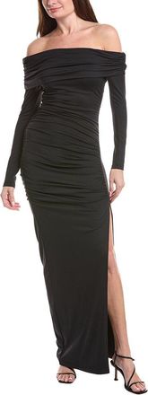 Susana Monaco One-Arm Off-Shoulder Side Slit Maxi Dress