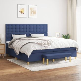 vidaXL Vidaxl - Cama Box Spring Con Colch&oacute;n Tela Azul 200x200 Cm