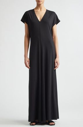 Toteme V-Neck Jersey Maxi Dress in Black at Nordstrom, Size X-Small