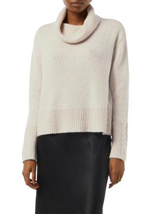 Comma Rollkragenpullover COMMA, Damen, Gr. 38, beige, Strick, Obermaterial: 60% Baumwolle, 24% Polyacryl, 16% Wolle, unifarben, relaxed fit taillenbedeckt, 