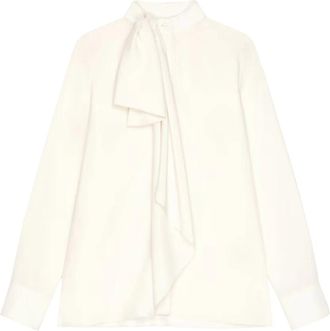 Givenchy Gedrapeerde Blouse met Strik - Dames - Blouses - Beige - M - Overhemden