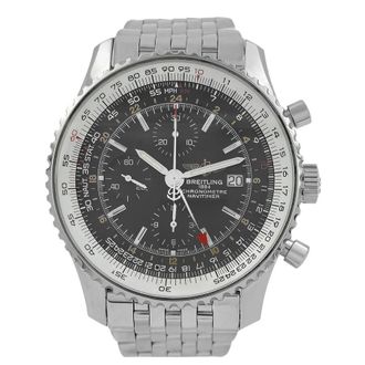 Breitling Pre-owned Breitling Navitimer Chronograph GMT Automatic Chronometer Black Dial Mens Watch A24322