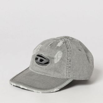 Diesel Worn-Out Denim Baseball Cap with Carved Oval D Logo and Adjustable Strap