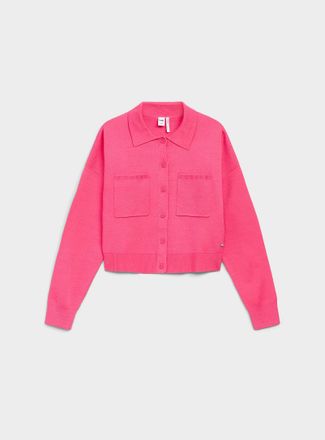 Twik Womens Polo Shirt-collar boxy cardigan