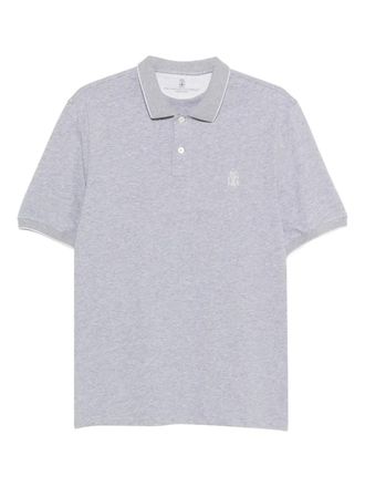 Brunello Cucinelli piped logo-embroidered polo shirt - Grijs