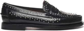 Sebago Zwarte leren studs loafers - Dames - Loafers - Zwart - 38 EU - Schoenen