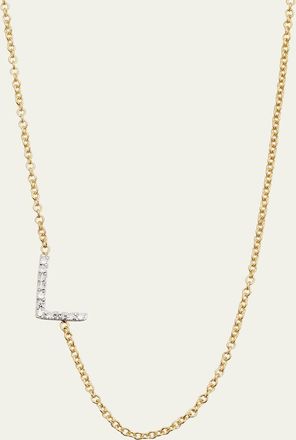 Zoe Lev Jewelry Diamond Asymmetrical Initial Necklace, L