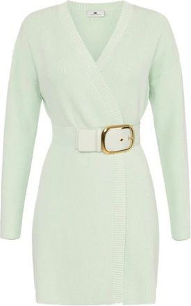 Elisabetta Franchi Mini Jurk - Dames - Korte kleedjes - Groen - M - Leer - Kleedjes