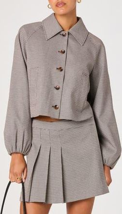 ASTR the Label Houndstooth Check Balloon Sleeve Jacket in Black Houndstooth at Nordstrom Rack, Size Medium