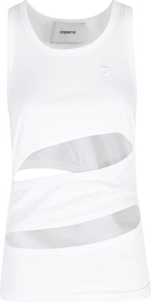 Coperni White Spiral Asymmetrical Cut-Out Cotton Tank Top