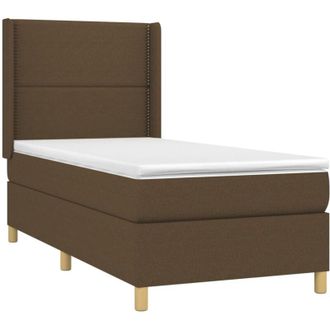vidaXL Vidaxl - Cama Box Spring Con Colch&oacute;n Tela Marr&oacute;n Oscuro 80x200 Cm