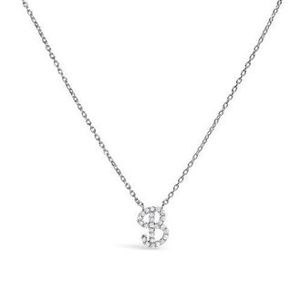House of Brilliance 10K Gold Diamond Accent A-Z Initial Script Style Pendant Necklace in White | B at Nordstrom