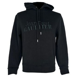 Jean Paul Gaultier Logo-Embroidered Hoodie in Black Cotton