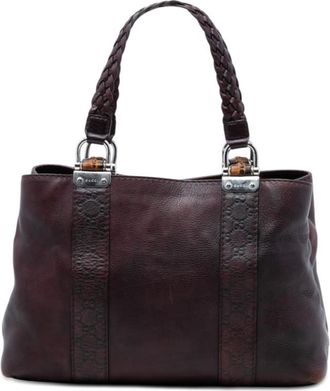 Gucci Pre-owned Gucci ssima Trimmed Leather Bamboo Libeccio Tote Ladies 2TWX2OS2PESFLGNB