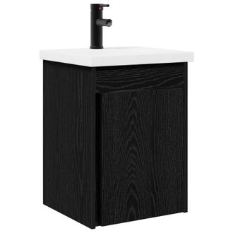 vidaXL Unidad De Tocador De Ba&ntilde;o Con Grifo Roble Negro Vidaxl