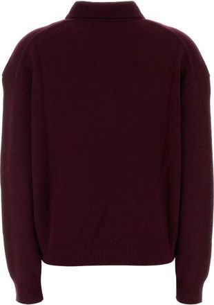 Anine Bing Womens Burgundy Cashmere Lee Polo Shirt Fig Exterior Exterior: T-shirts And Polos