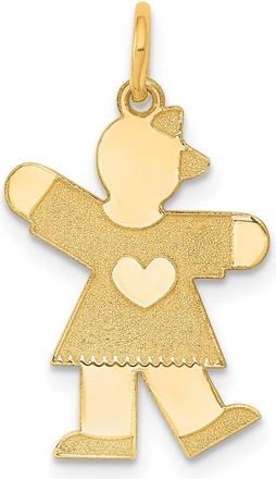 Diamond2Deal 14k Gold The Kids Small Heart Dress Girl Engravable Kiss Charm Pendant