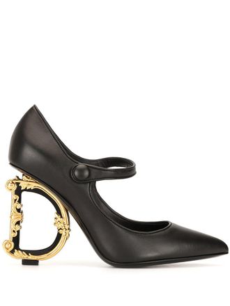 Dolce & Gabbana Mary Jane Baroque heel pumps - women - Lambskin/Leather/Leather - 36 - Black