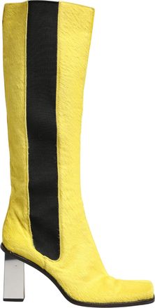 Dolce & Gabbana Yellow Black Leather Knee High Boots Womens Shoes (Pre-Owned)