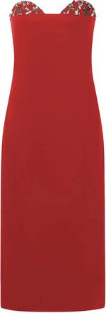 Genny Mouwloze midi-jurk verfraaid met pailletten - Rood