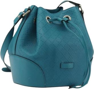 Gucci Pre-owned Vintage Bucket Bag - Dames - Vintage Tas - Blauw - ONE Size - Leer - Vintage