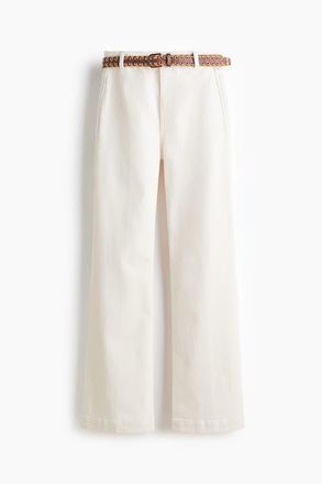 H&M Flared High Jeans in White at Nordstrom, Size 18