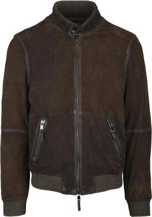 The Jack Leathers Su&egrave;de Gewatteerd Leren Jack met Rits - Heren - Leren en Su&egrave;de Jassen - Bruin - L - Su&egrave;de - Jassen