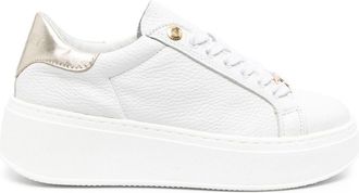 Twin-Set contrasting-heel leather trainers - women - Calf Leather/Rubber/Calf Leather - 35 - White