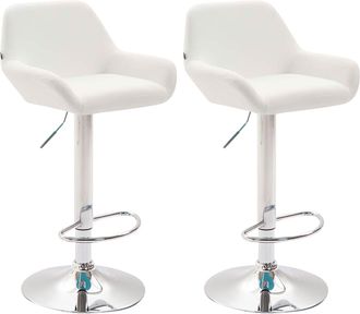 Clp Clp - Set 2 Taburetes De Bar Braga En Cuero Pu Blanco Cromado