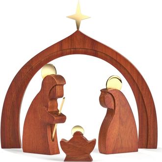 Nambé Wood 4-Piece Holy Family Nativity Scene in Brown at Nordstrom