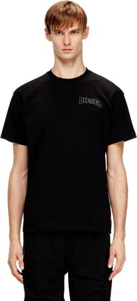 Diesel Regular cotton T-shirt with Diesel embroidery - T-Shirts - Man - Black