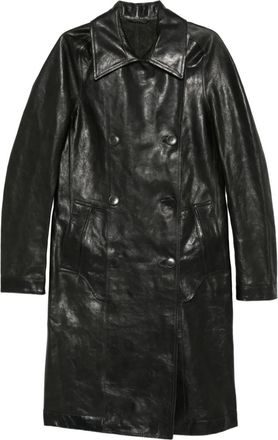 Deepti Trench doppiopetto in pelle - Nero