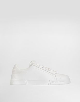 Dolce & Gabbana Portofino Light Sneaker In Calfskin - Man Sneakers White Leather 39.5