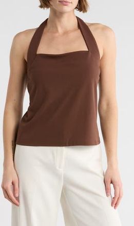 Halogen Square Neck Halter Top in Chocolate at Nordstrom Rack, Size X-Small