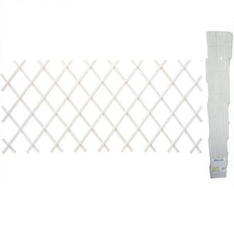 Trade Shop Trade Shop - Traliccio Rete In Vimini Bamboo 100x200cm Estensibile Bianco Piante Rampicanti