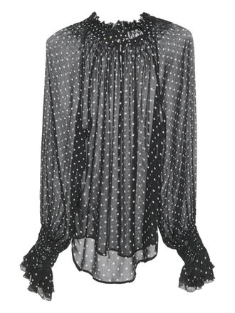 Ralph Lauren polka-dot chiffon blouse - women - Viscose - S - Black