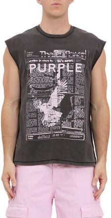 Purple Textured Jersey Sleeveless Graphic T-Shirt in Black at Nordstrom Rack, Size X-Small