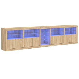 Berkfield Home Sideboard with LED Lights Sonoma Oak 283x37x67 cm in Brown | Size: 283 x 37 x 67 cm
