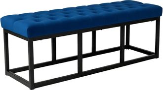 Clp Banco Polson Tapizado En Terciopelo Azul 120 Cm