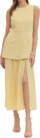 Entro Uptown Prep Tiered Midi Dress In Yellow