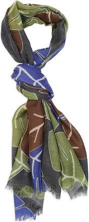 Altea leaf-print wool scarf - Blue